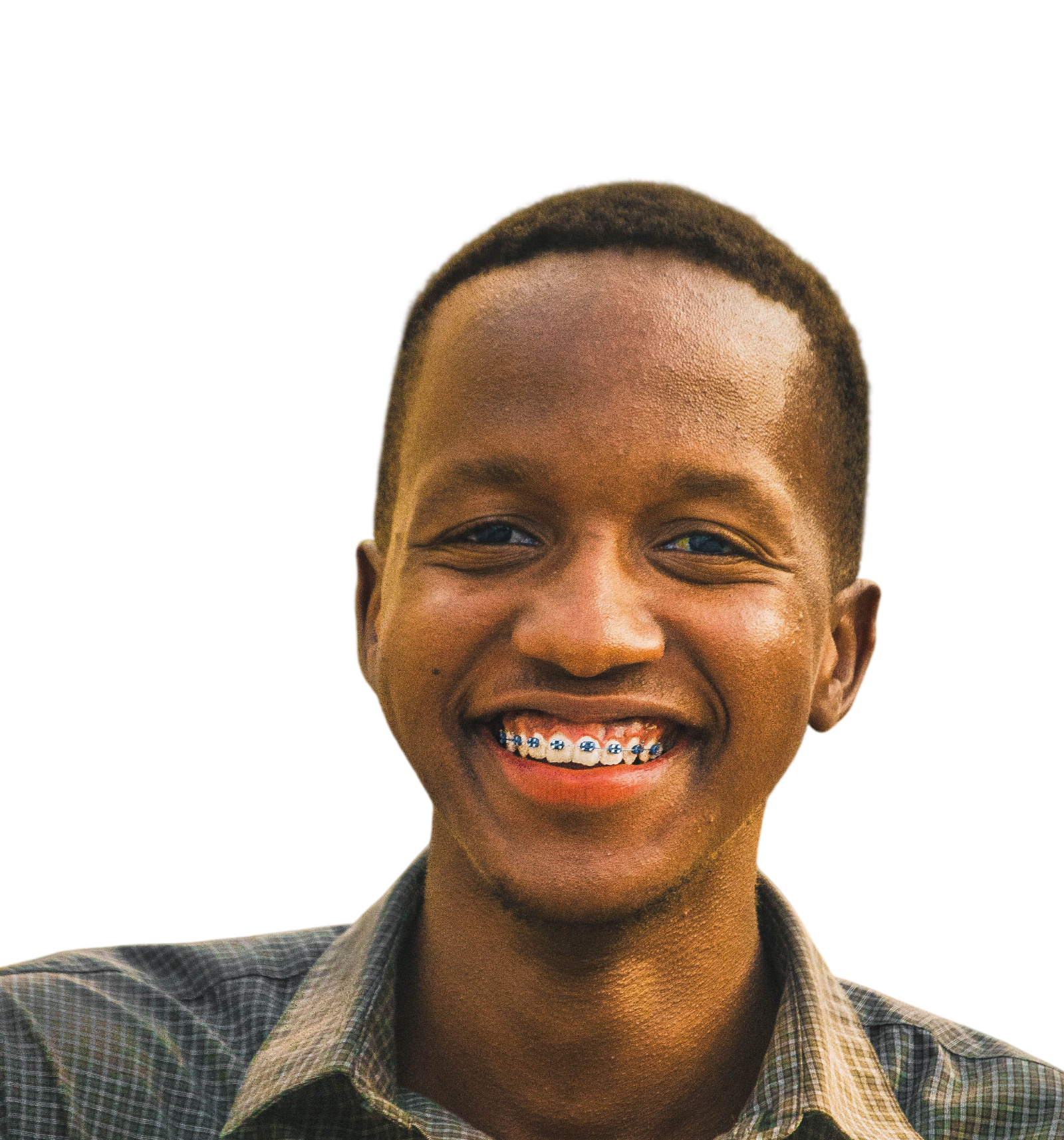 Dentist matching a patient's tooth shade at Dr KL Modiba Dental Studio